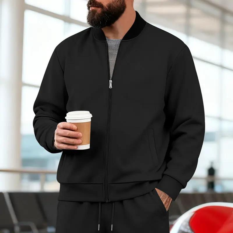 Men's Stand-Up Collar Sporty-Casual Zip-Up Suit by GJG Denim
