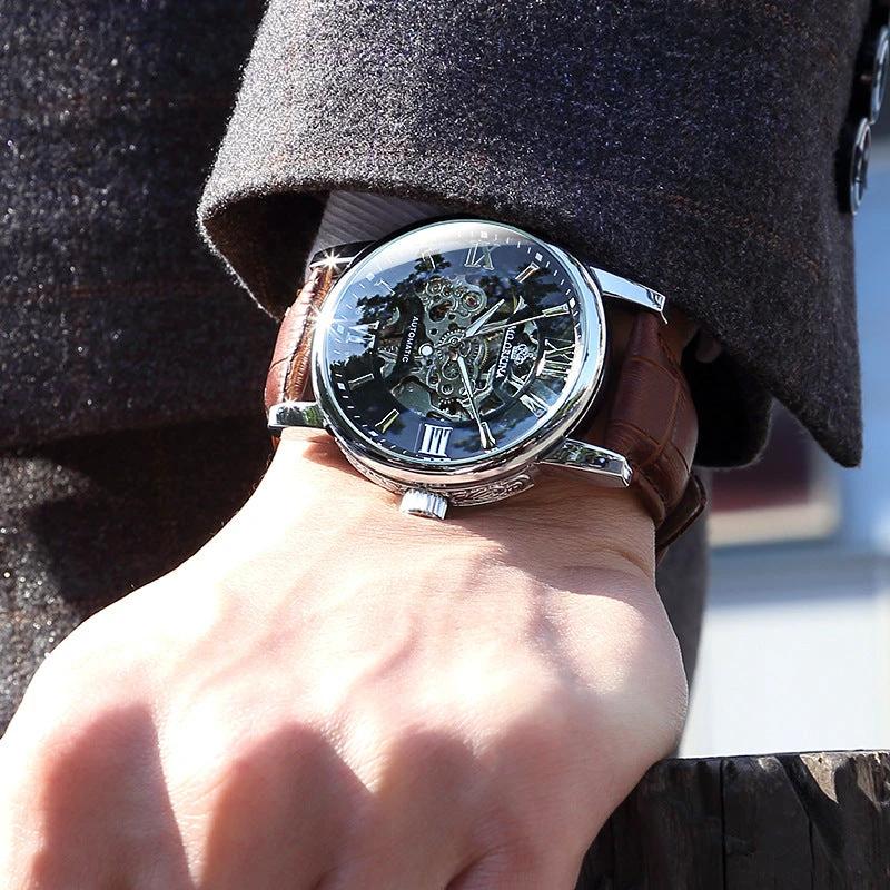 Automatic Mechanical Woven Mesh Belt Men's Watch by GJG Denim