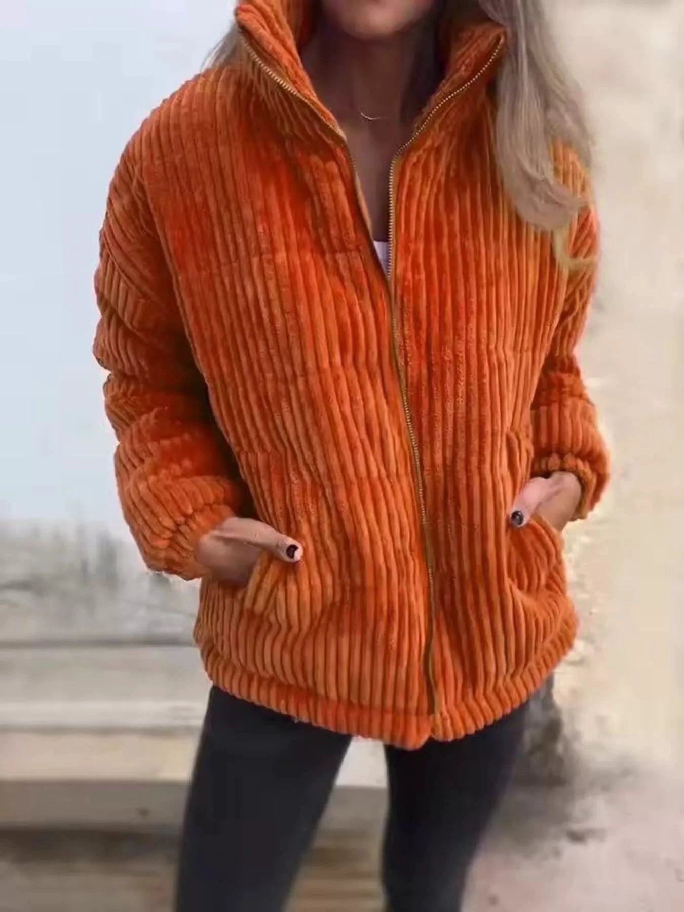 Full Size Zip Up Turtleneck Long Sleeve Winter Coat Plus Size by Lady Ros