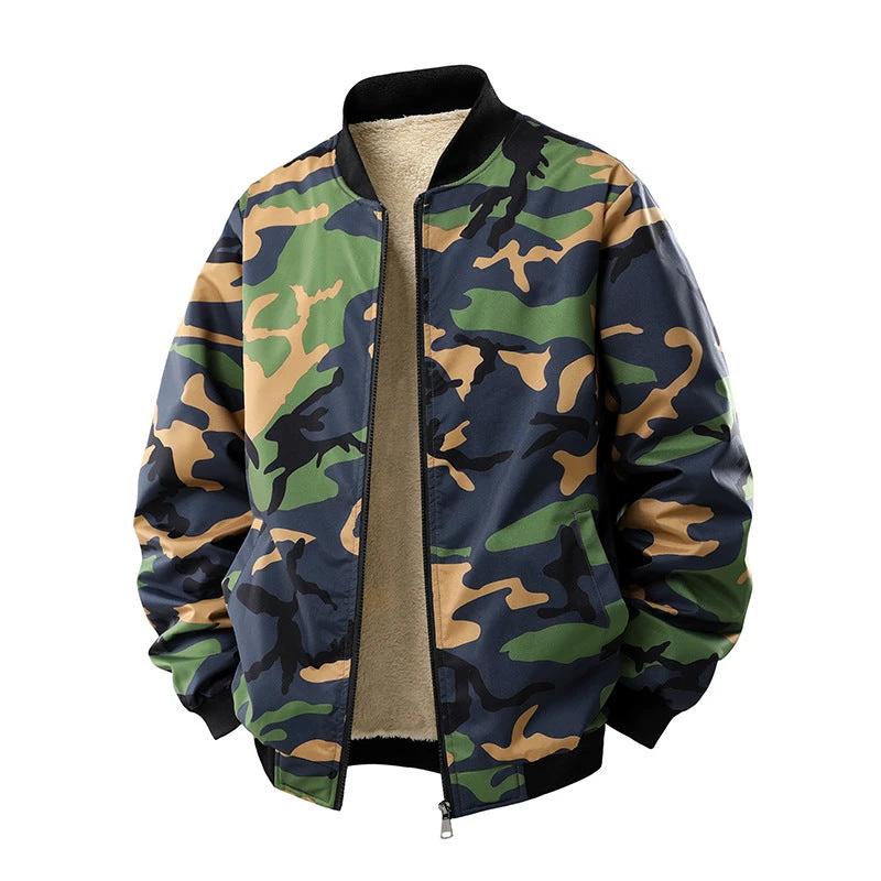 Men's Fleece-lined Thick Casual Camouflage Jacket by GJG Denim