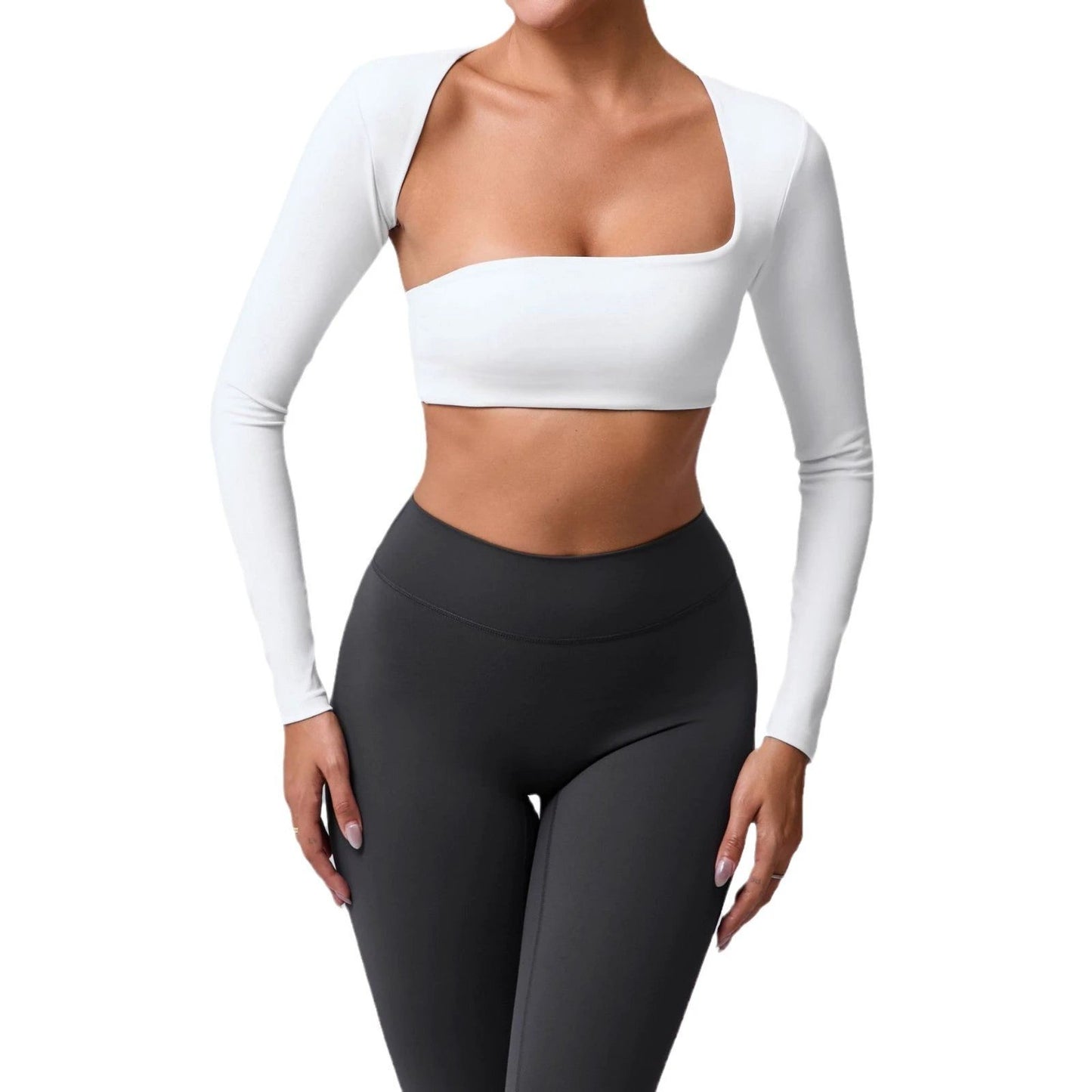Autumn Sand Brushed Shawl Long Sleeve Yoga Wear by GJG Denim