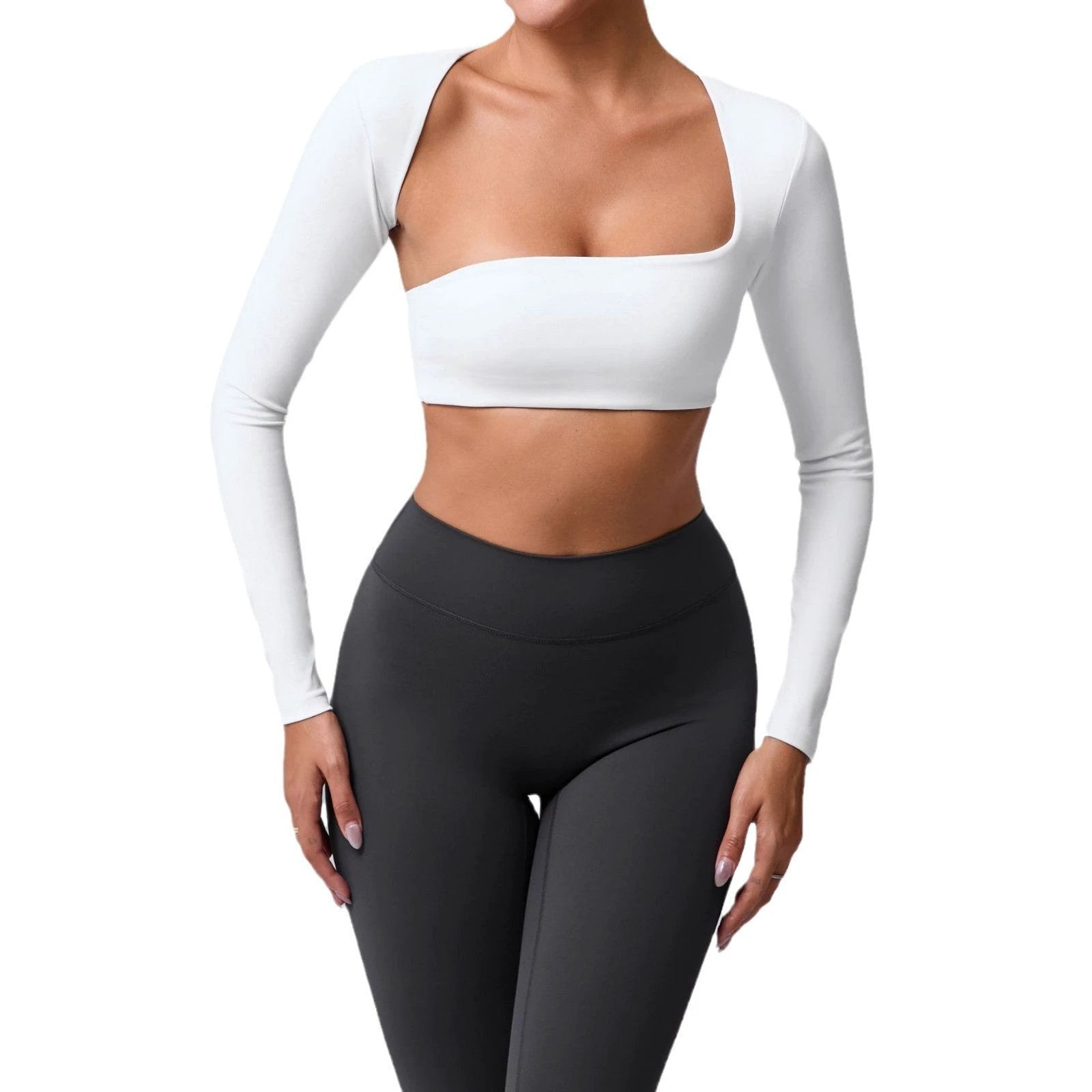 Autumn Sand Brushed Shawl Long Sleeve Yoga Wear by GJG Denim