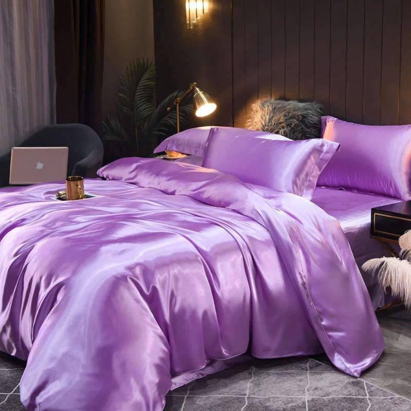 Pure-color Double-sided Silk Quilt Cover Four-piece Set by GJG Denim