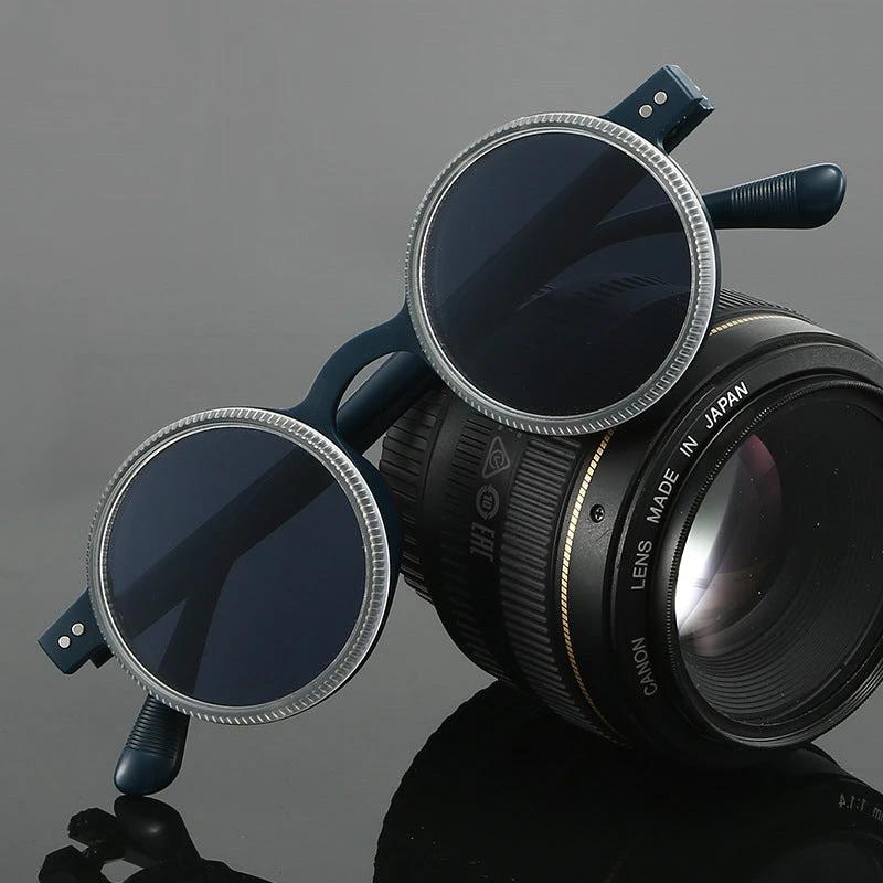 Adjustable Zoom Round Frame Polarized Sunglasses For Men by GJG Denim