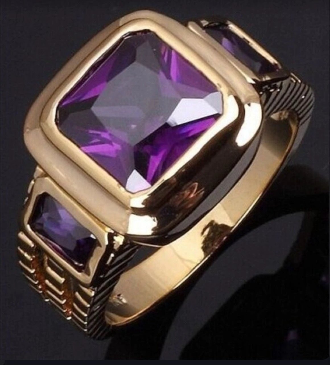 Men's Gold-Plated Micro-Pave Zircon Ring by GJG Denim