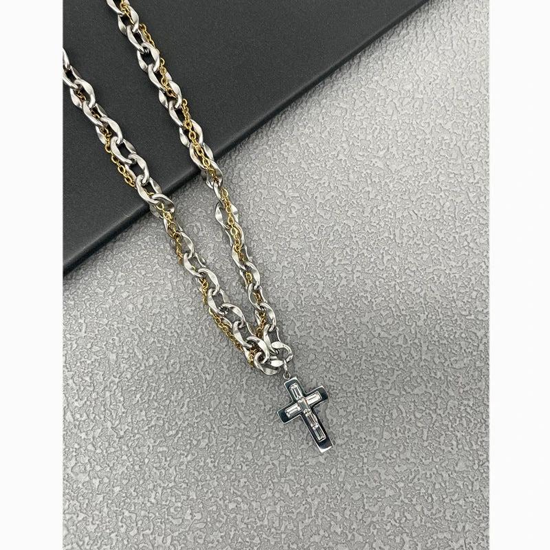 Cross Titanium Steel Pendant Clavicle Chain For Men by GJG Denim