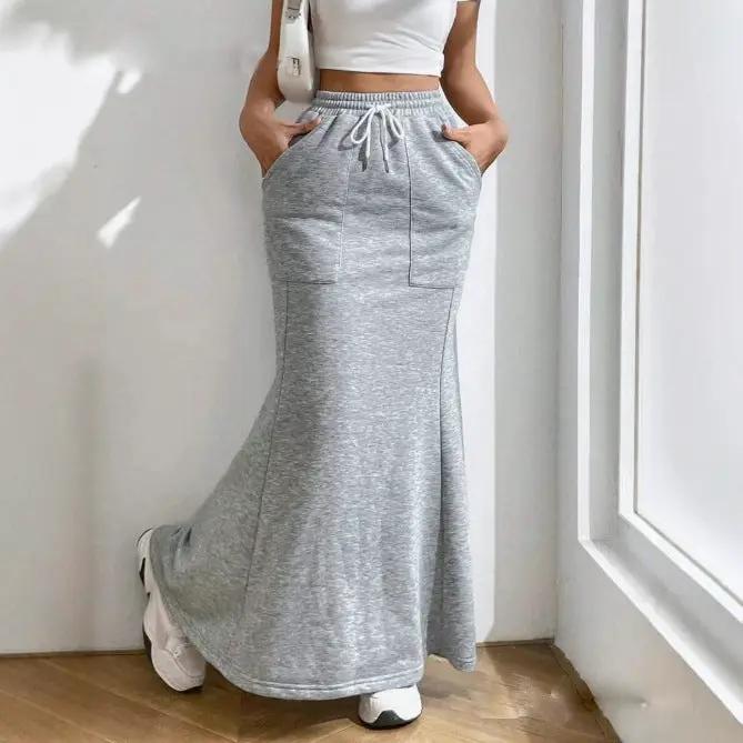 Pocket Drawstring Midi Skirt Women's Clothing by GJG Denim