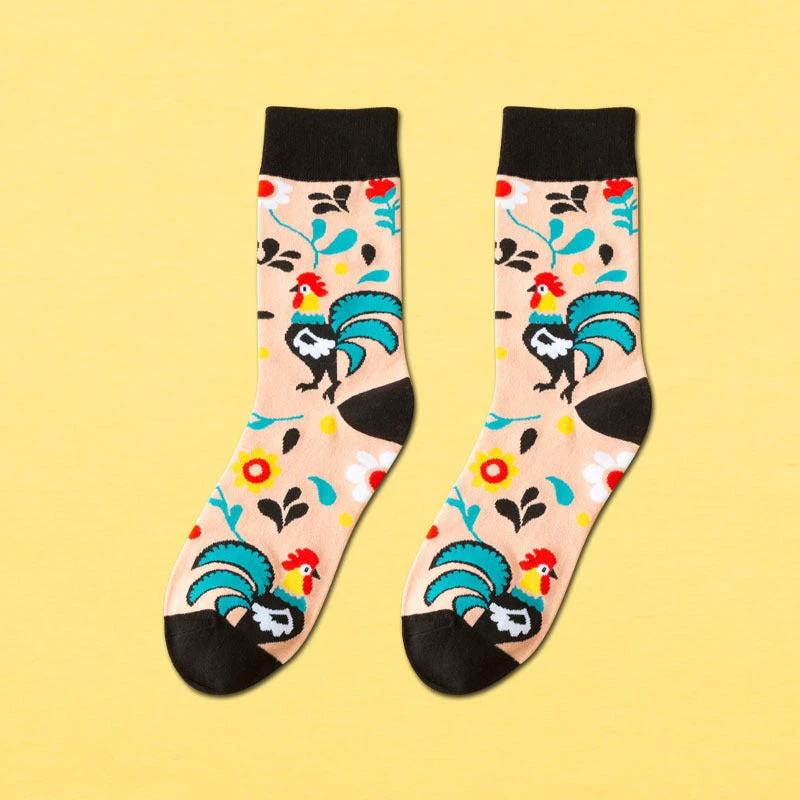Men's Mid-calf Length Casual Cartoon Foot Socks by GJG Denim