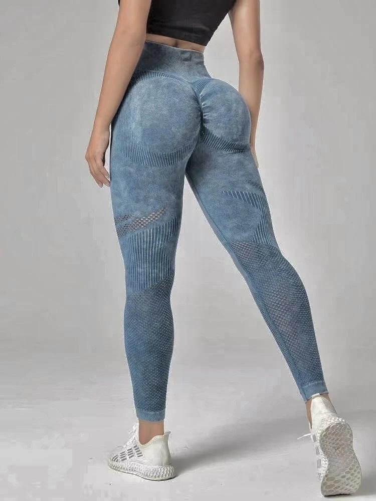 Hollow Design Seamless Leggings High Waist Hip Lifting Running Sports Fitness Yoga Pants Fashion Womens Clothing by GJG Denim