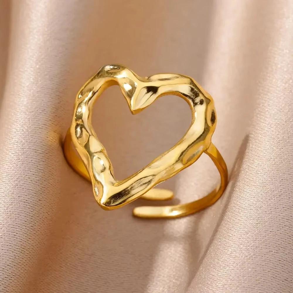 Retro Love Adjustable Stainless Steel Ring by GJG Denim