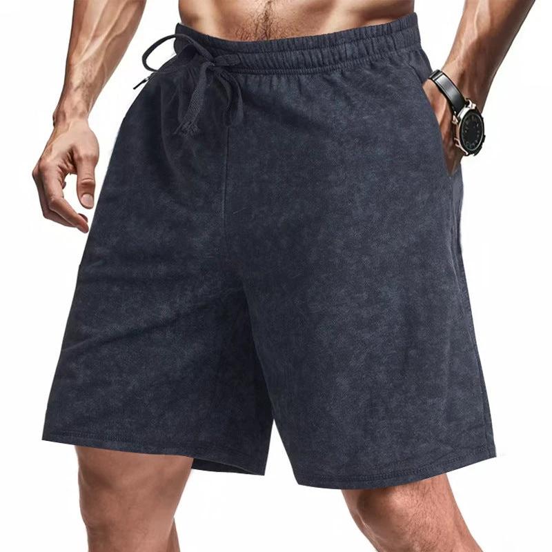 Men's Loose And Simple Tie-dyed Terry Casual Shorts by GJG Denim