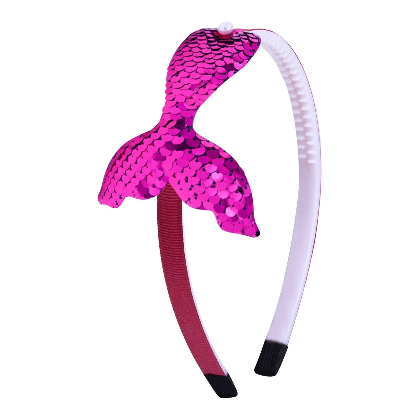 Sequined Hair Accessories Mermaid Tail Flip Fish Scale Pearl Headband Non-slip Manual Hairpin by GJG Denim