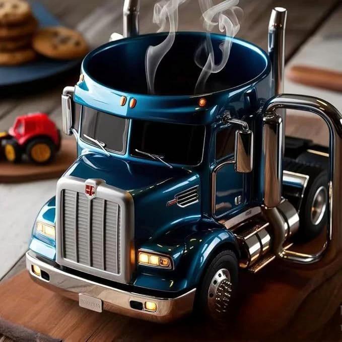Durable Semi Truck Handcrafted Coffee Cup by GJG Denim