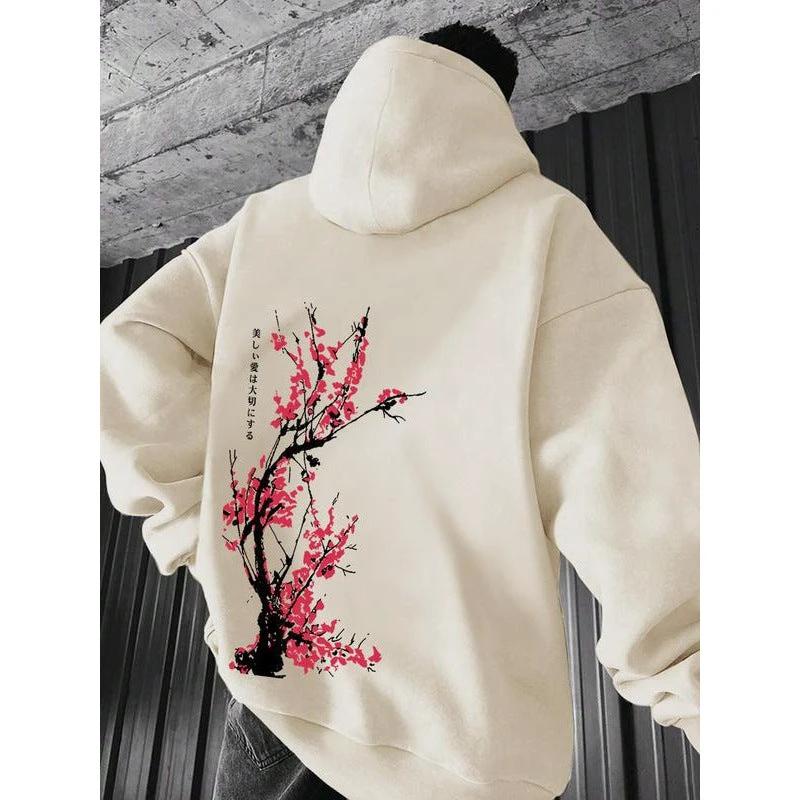 Men's Casual Printed Loose-fitting Hooded Sweatshirt by GJG Denim