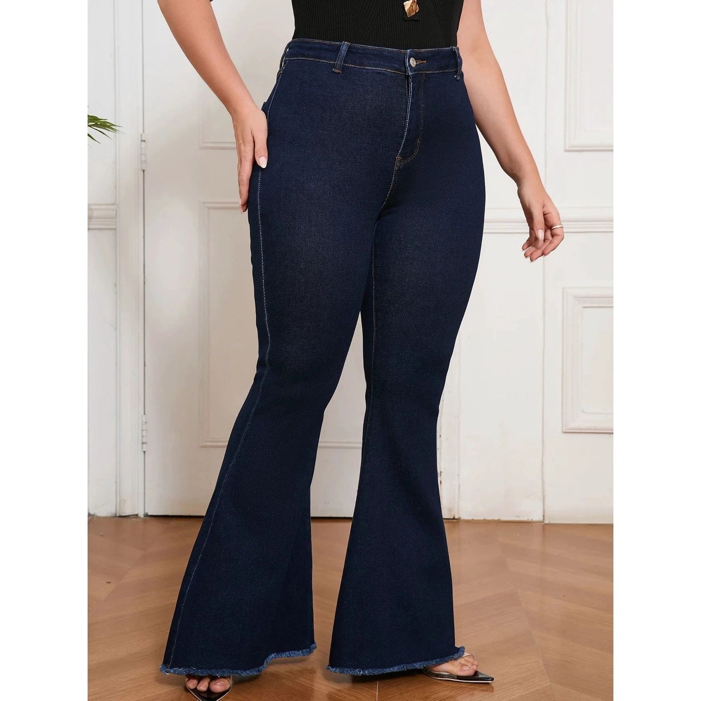Curvy Fit High Waisted Flared Jeans For Women Plus Size Sret by GJG Denim