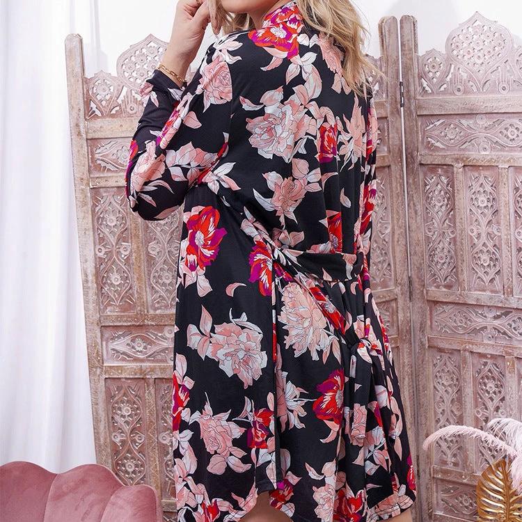 Printed Long Sleeve Pajamas Bathrobe Women by GJG Denim
