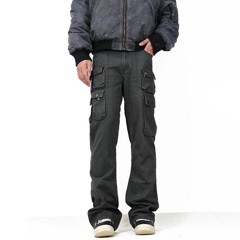 Multi-pocket Slightly Flared Casual Cargo Pants For Men