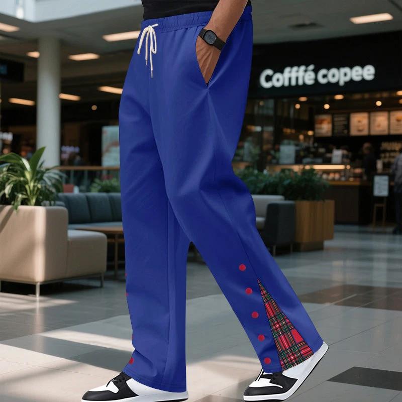 Contrast Color Drawstring No Fly Straight Track Sweatpants by GJG Denim