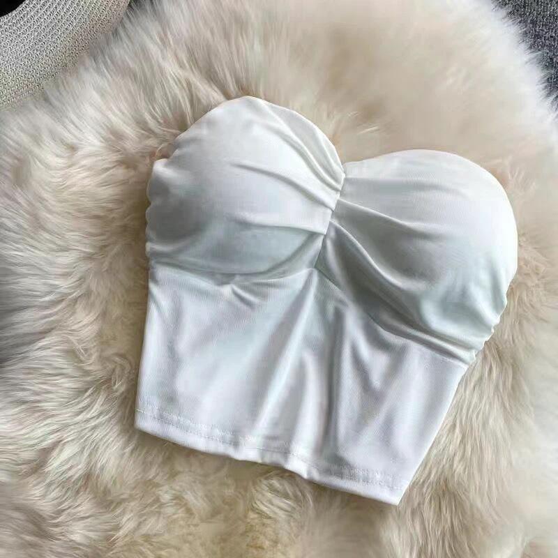 Outer Wear Wrapped Chest Strapless With Chest Pad Anti-exposure Inner Base Underwear by GJG Denim