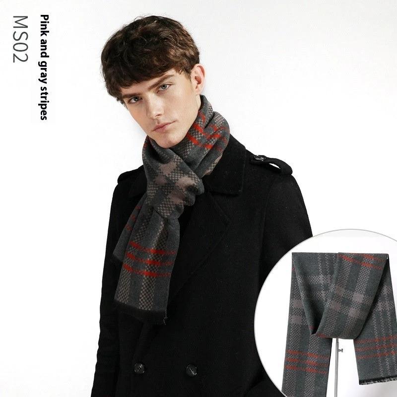 Simple Plaid Warm Keeping Artificial Cashmere Scarf by GJG Denim