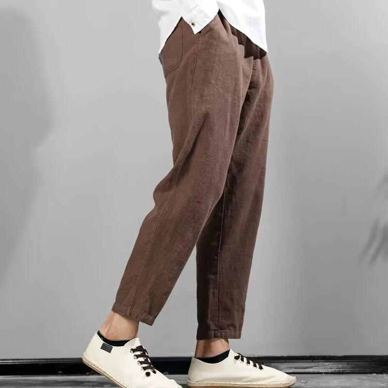 Men's Linen-Cotton Casual All-Match Solid-Color Pants by GJG Denim