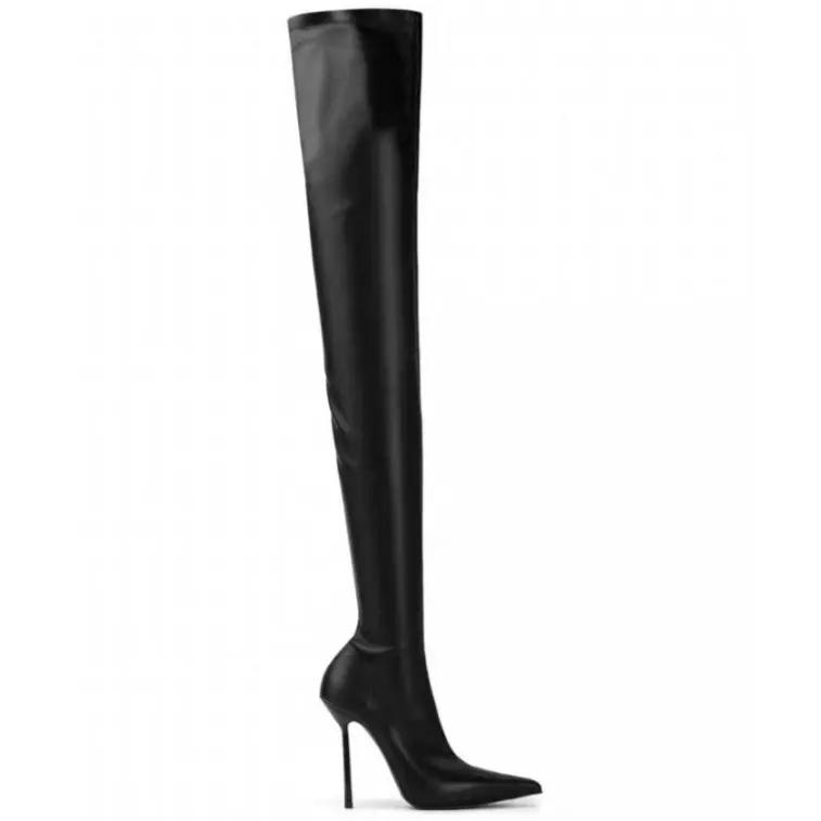 Fashionable Pointed-toe Stiletto Ultra-high-heeled Over-the-knee Plus-size Womens Boots by GJG Denim