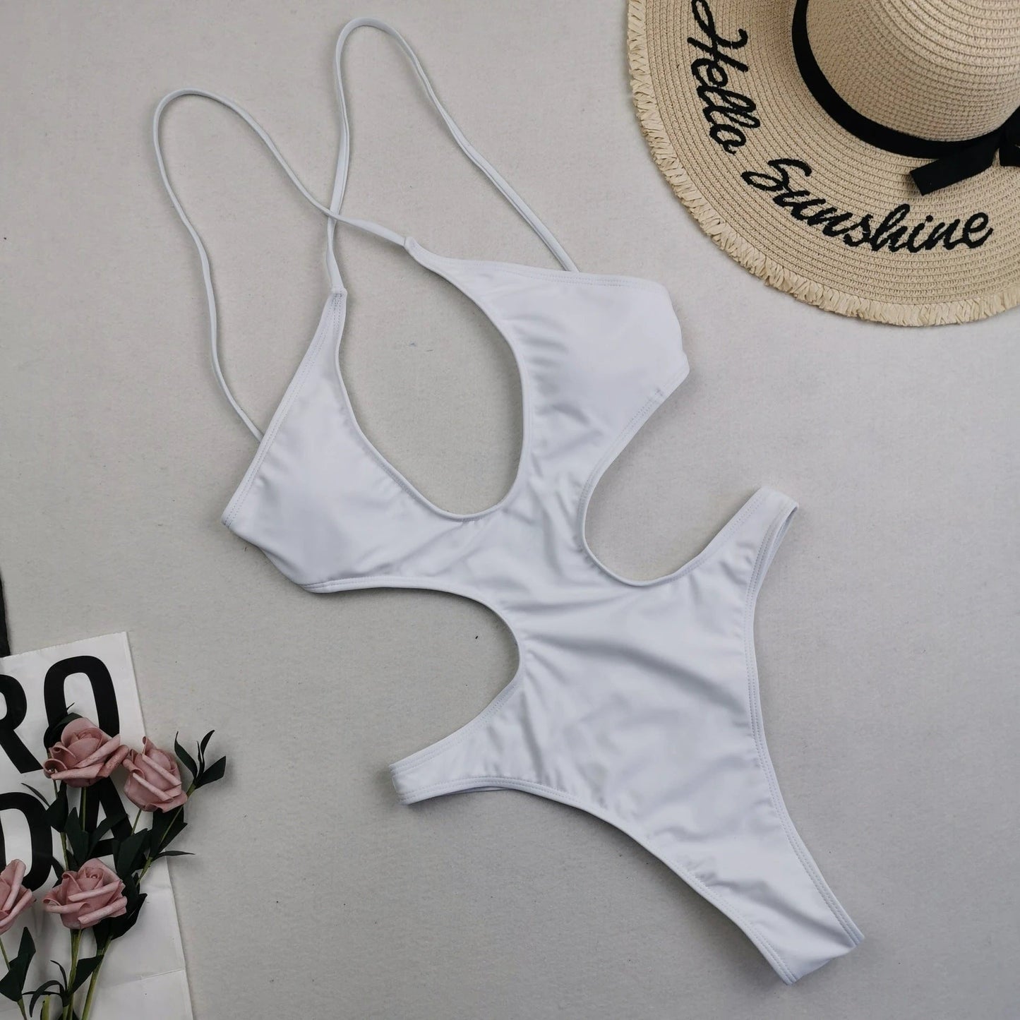 One Piece Swimwear Solid Backless Personality Conservative by GJG Denim