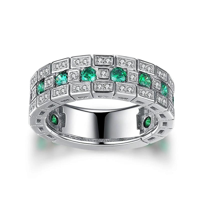 Retro Full-Crystal Wide Style Men's Ring by GJG Denim