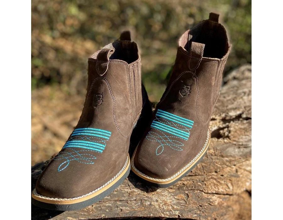 Men's Vintage Suede Flat Heel Round Toe Martin Boots by GJG Denim