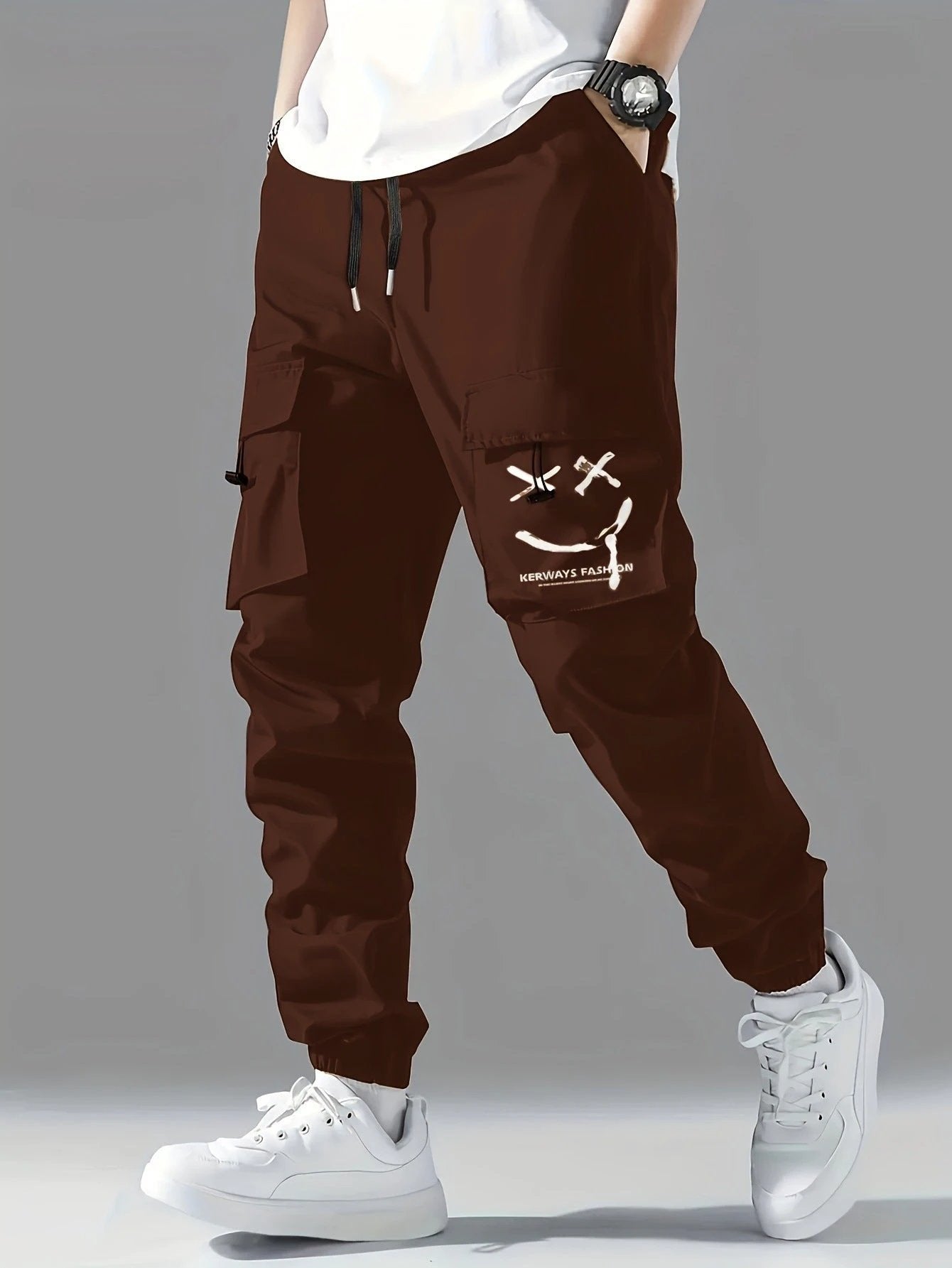 Straight Ankle Tied Wear-resistant Overalls Casual Pants by GJG Denim