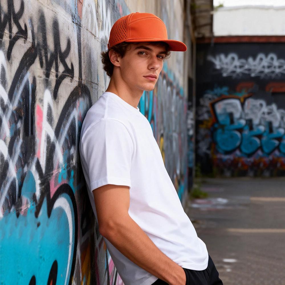Men's Solid-color, Patchwork Mesh Baseball Cap by GJG Denim