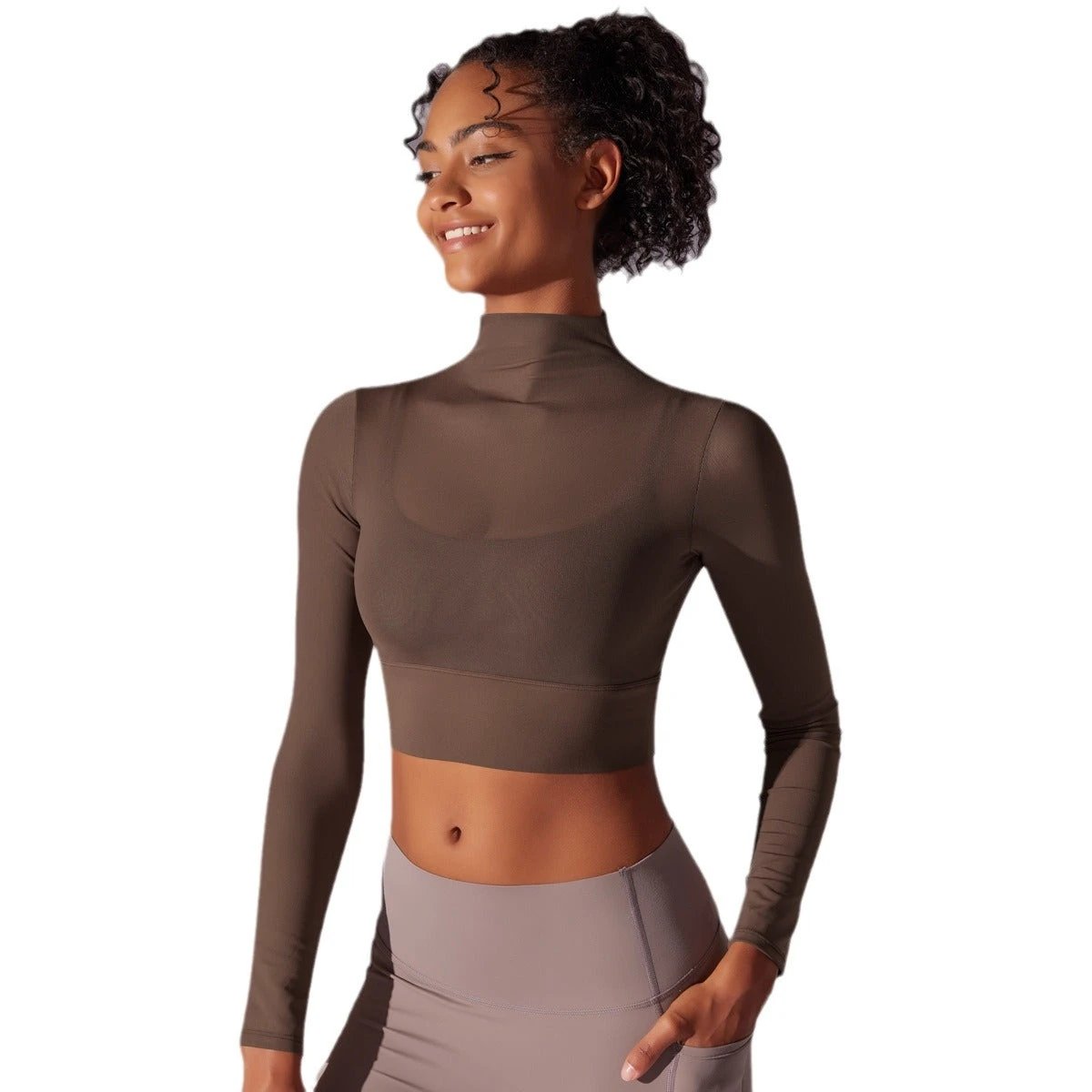 Mesh Yoga Clothes Long Sleeve Quick-drying Workout Clothes Top For Women by GJG Denim