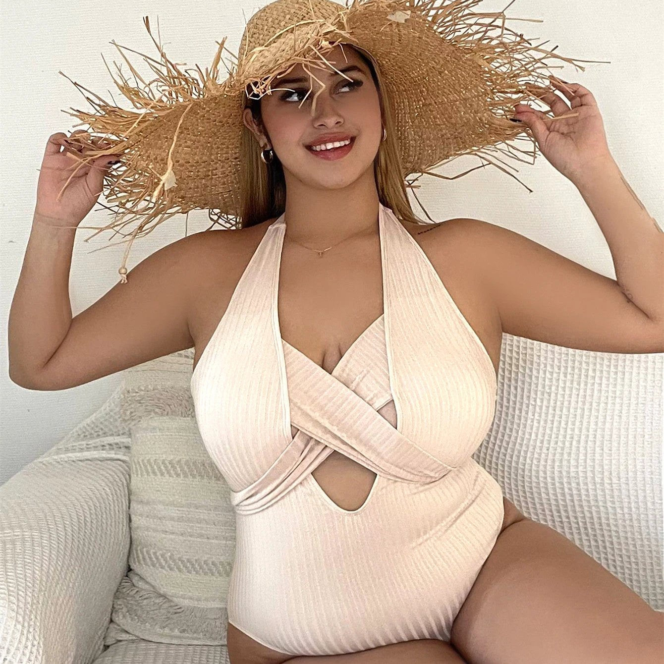 Women's Fashion Plus Size One Piece Swimwear by GJG Denim