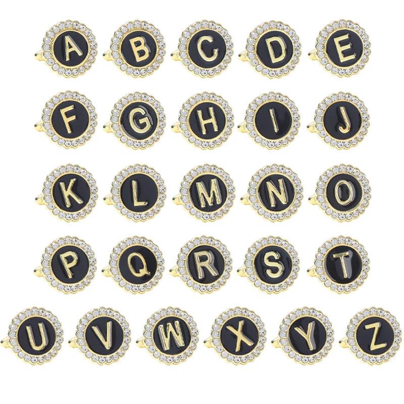 Round Diamond-like Cufflinks for Men 26 Letters by GJG Denim