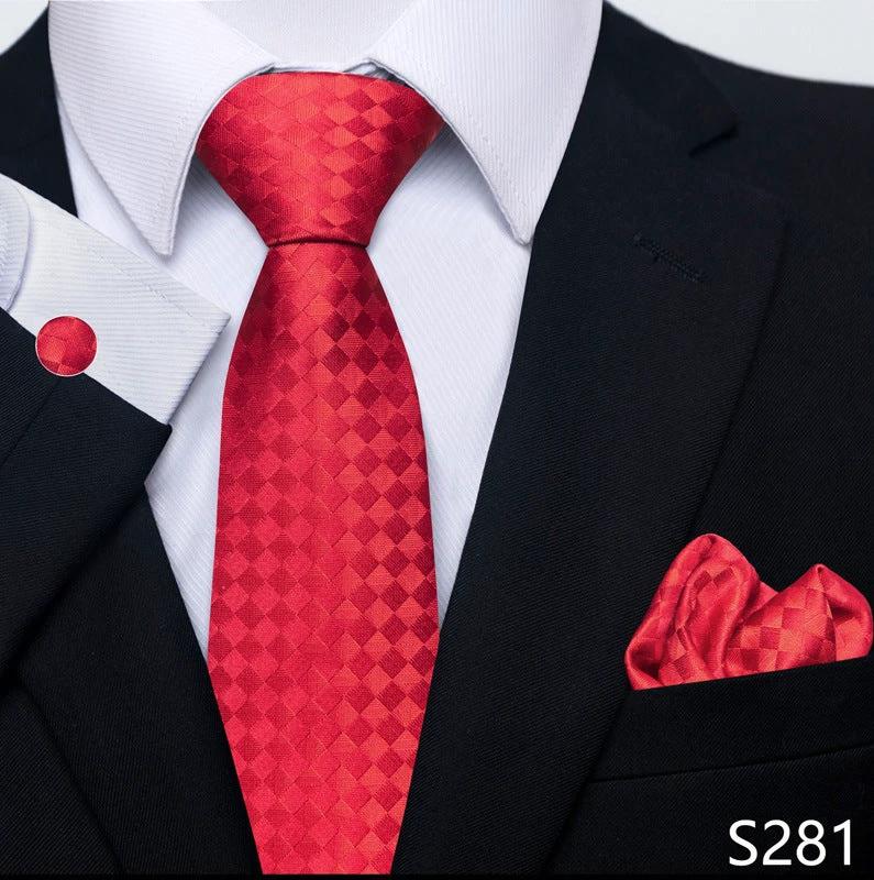 Men's Creative All-match Business Formal Wear Tie Scarf Cufflink Set by GJG Denim