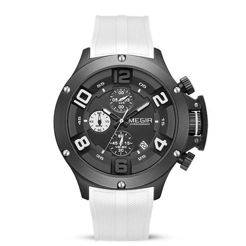 Men's Multi-function Chronograph Sports Quartz Silicone Band Watch by GJG Denim