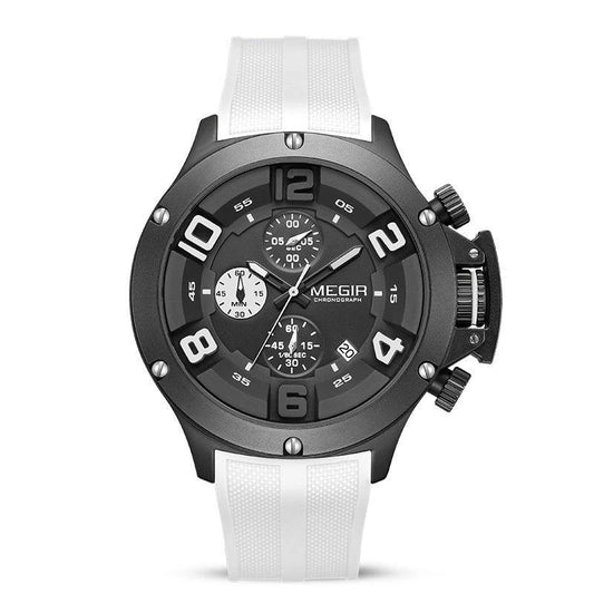 Men's Multi-function Chronograph Sports Quartz Silicone Band Watch by GJG Denim
