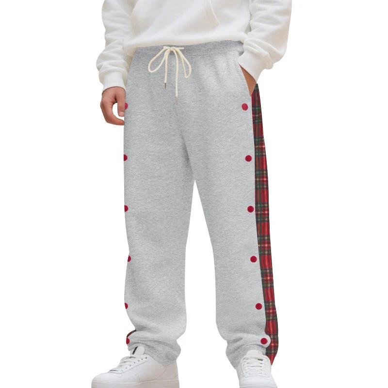 Simple Stitching Casual Sports Breasted Sweatpants by GJG Denim
