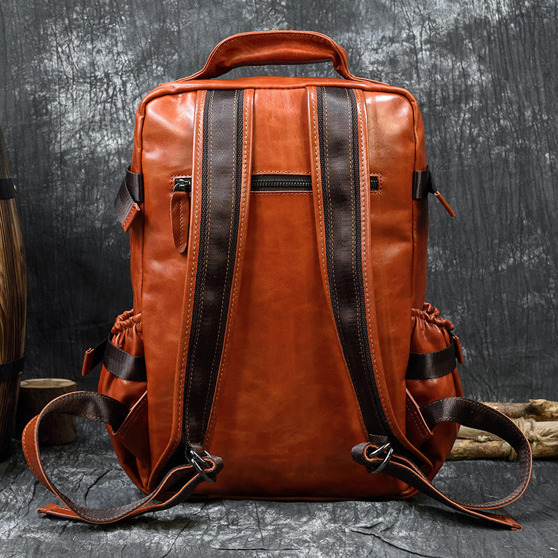 Men's Cowhide Flip Shoulder Large Capacity Computer Bag by GJG Denim
