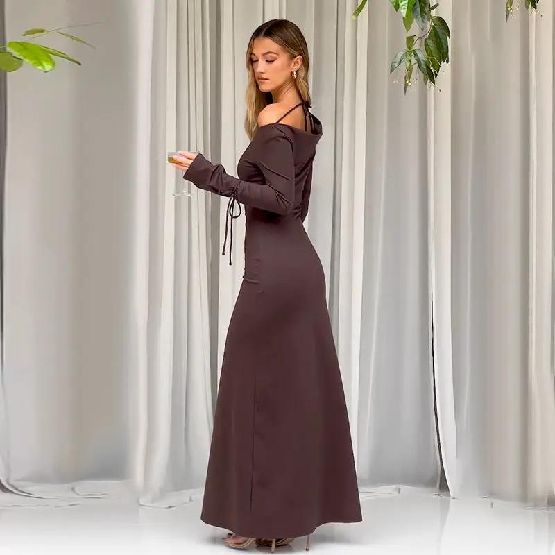 Bootcut Long-sleeve Slim-fit Lace-up Dress by GJG Denim