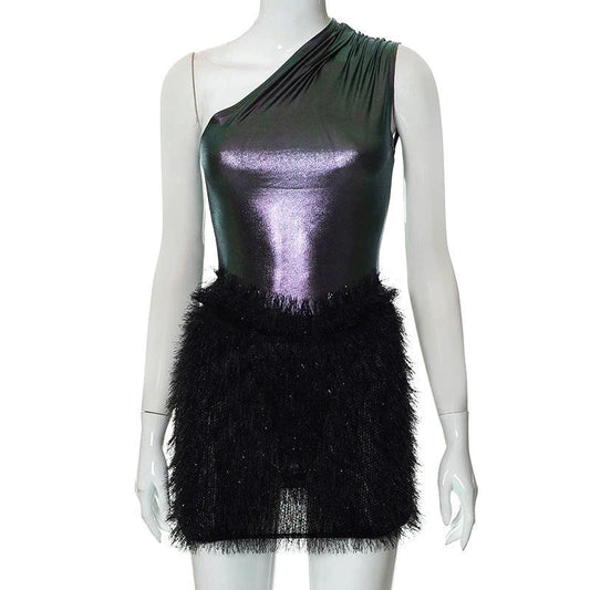 Feather Suit Skirt European Beauty Bodysuit by GJG Denim