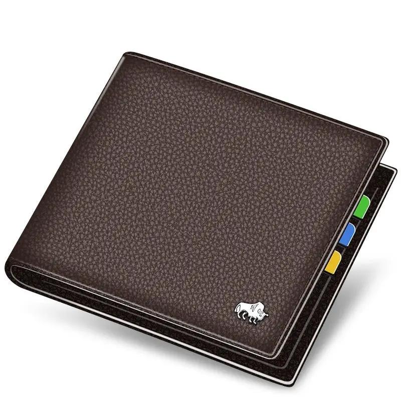Men's Short First Layer Cowhide Multiple Card Slots Wallet by GJG Denim