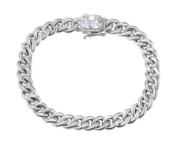 Men's S925 Sterling Silver Cuban Bracelet by GJG Denim