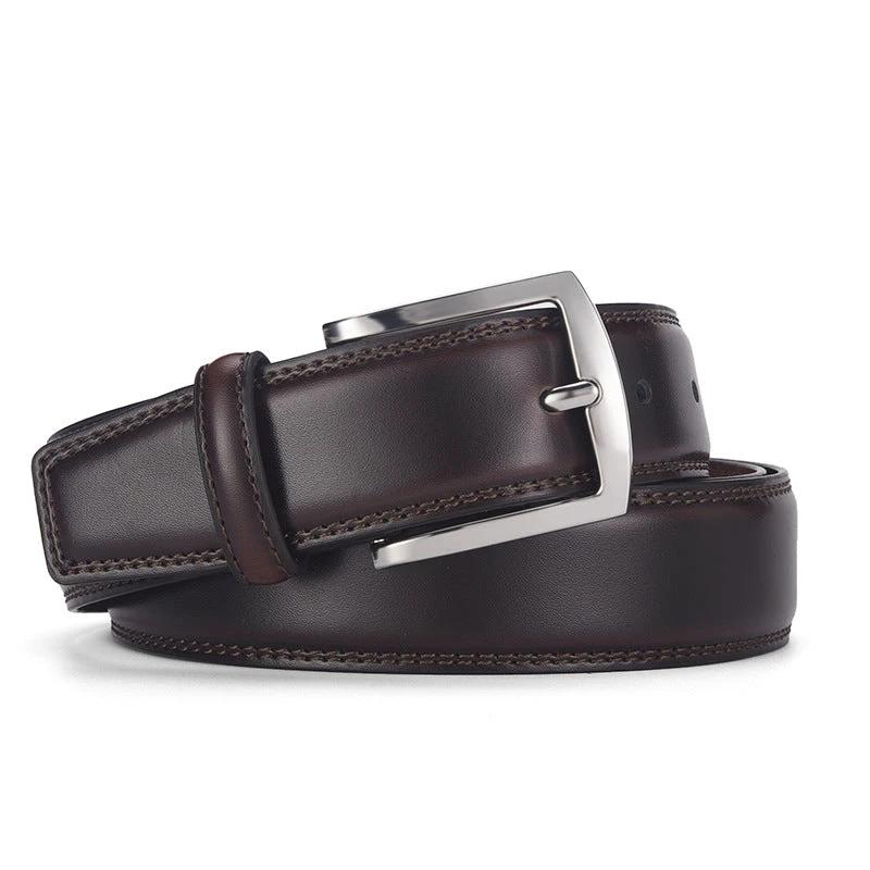 Men's Leather Pin Buckle Casual Belt by GJG Denim