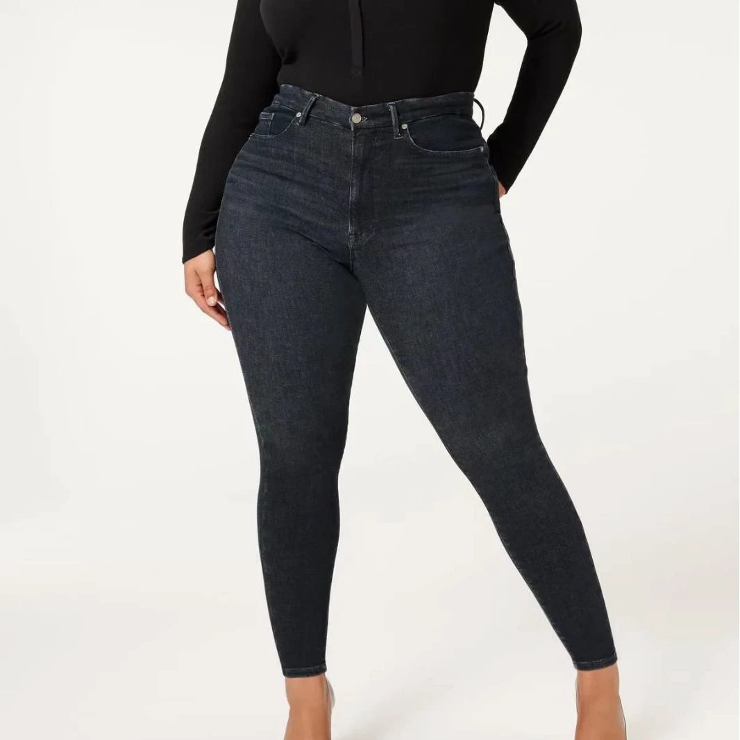 Large Size High Elastic All-matching Denim Slim Jeans by GJG Denim