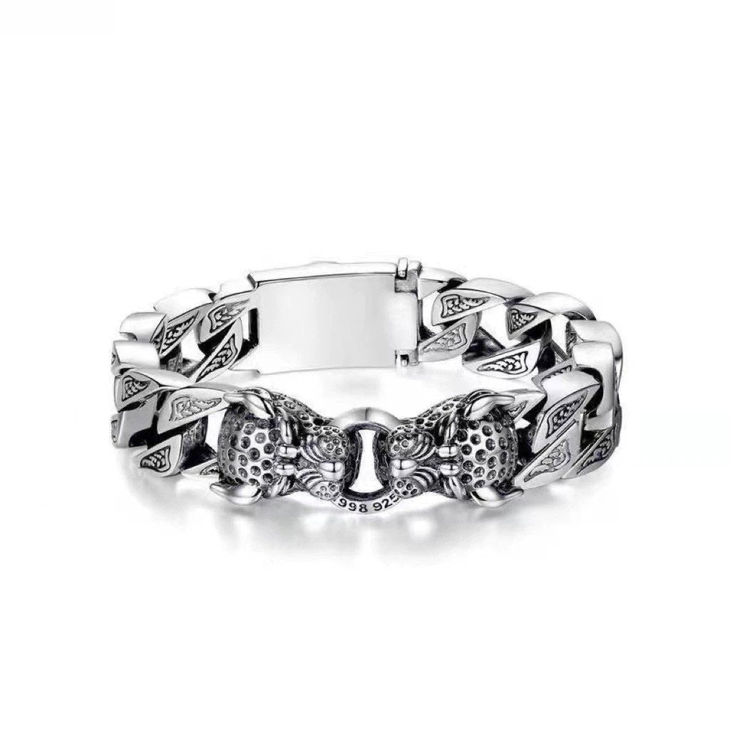 Retro Double-Leopard Men's Casual Bracelet by GJG Denim