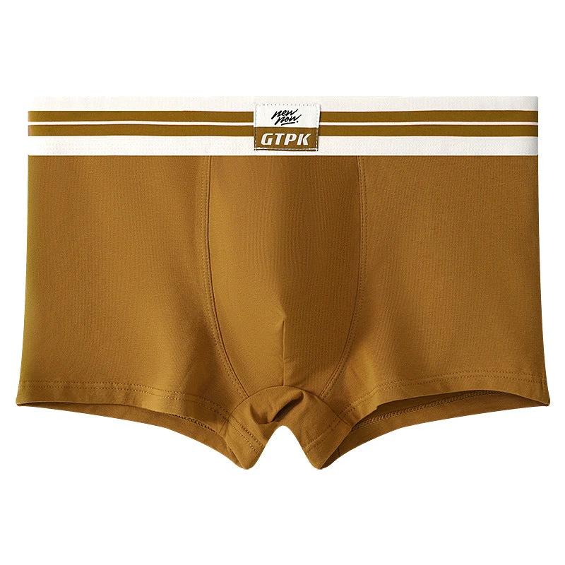 Men's Pure Color Cotton Mid-waist Underwear by GJG Denim