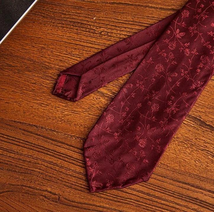 Three-fold Roll Wool Lining Handmade Tie Silk Jacquard Businese Suit Accessories by GJG Denim