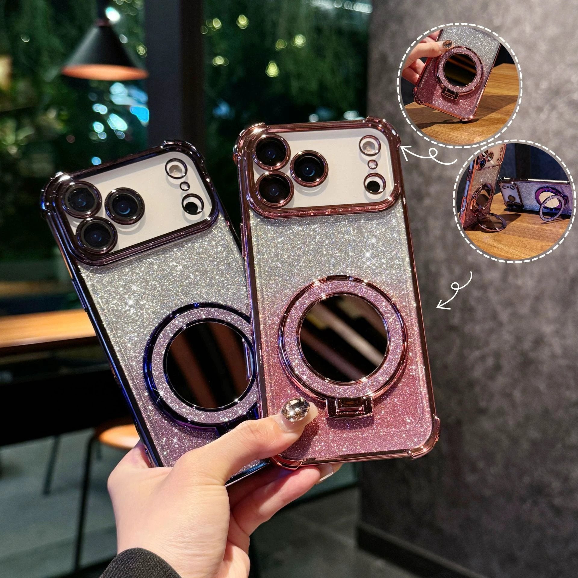 Glitter Mirror Magnetic Bracket Phone Case by GJG Denim