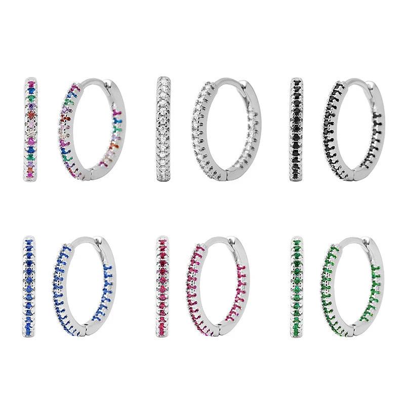 Circle Female Earrings Ear Clip Multicolor Zircon Elegant by GJG Denim